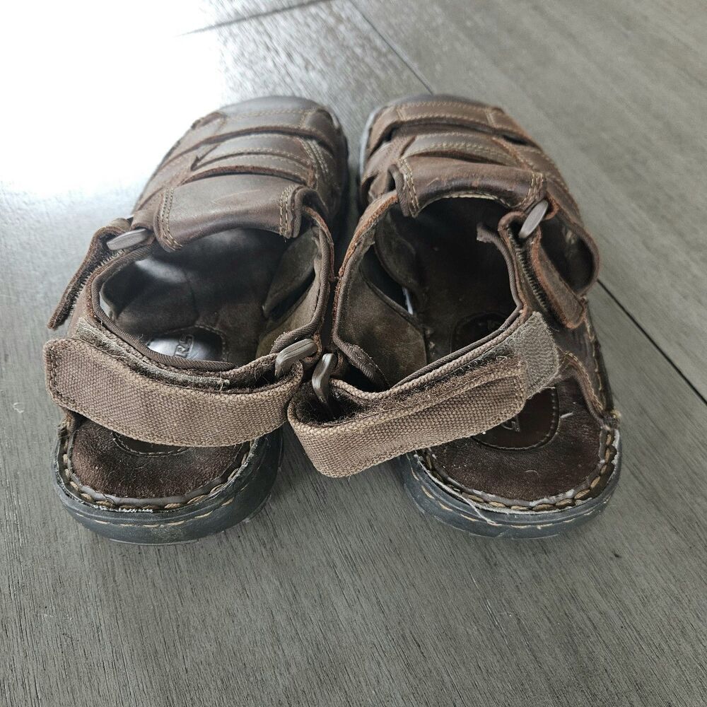 Men's 8 M Skechers Brown Leather Open Toe Fisherman Sandals Hook Loop Shoes Y2K - Picture 3 of 7